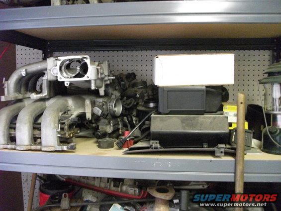 Engine intake manifold with multiple tubes and throttle body