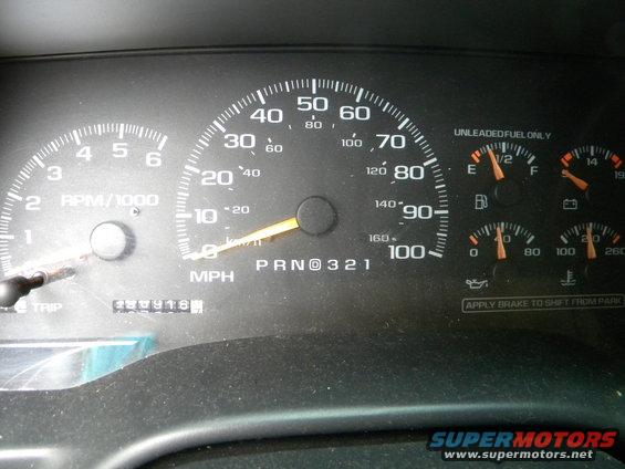 dashboard with speedometer, tachometer, fuel gauge, and other indicators