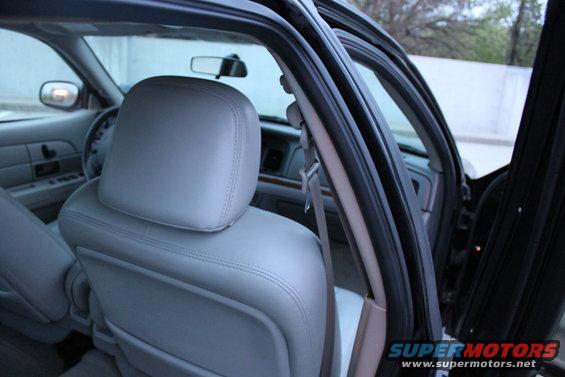 Interior shot of a 2007 Ford Crown Victoria, showing the front seats and dashboard