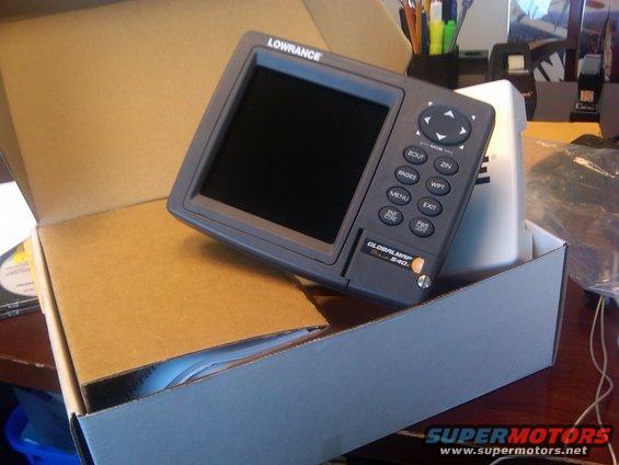 Lowrance GlobalMap 540 GPS unit in an open box