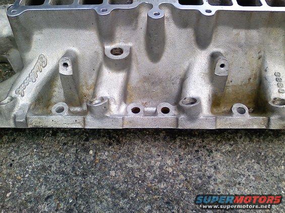 Edelbrock intake manifold with casting numbers visible