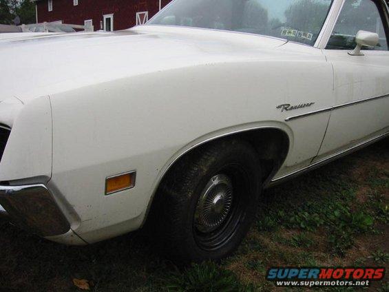 White 1971 Ford Ranchero front fender and wheel