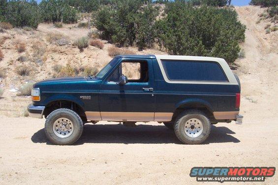 Green 1995 Ford Bronco side view