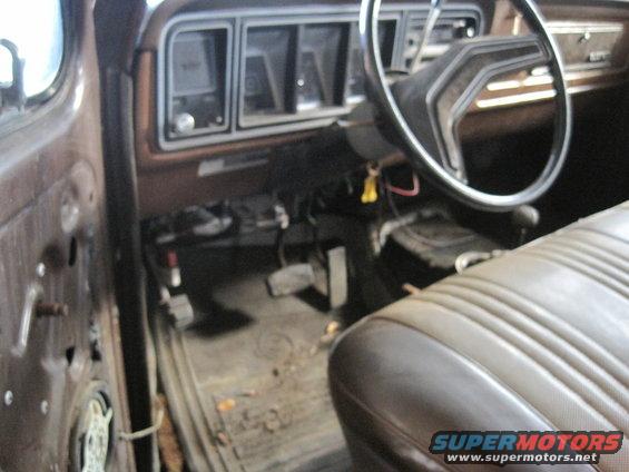 Interior view of a 1979 Ford Bronco showing dashboard and seats