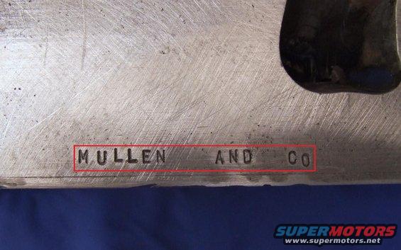 Metal part stamped with 'MULLEN AND CO'