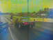 1992 Ford Mustang - A drag car speeds down the track with spectators watching from the stands.