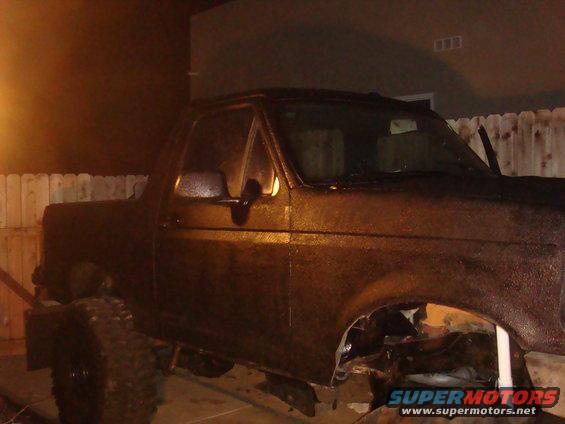 Ford Bronco body, looks like it's being worked on. Some parts are missing