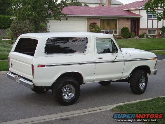 White 1978 Ford Bronco rear three-quarter view