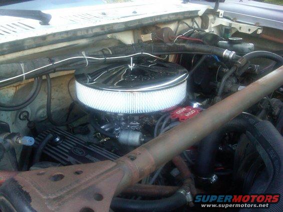 1986 Ford Bronco engine bay with chrome air cleaner and MSD ignition
