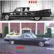 1972 Ford Ranchero - A black hearse, decorated with flowers, is parked in front of a brick building.