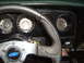 1973 Ford Ranchero - Interior view of a 1973 Ford Ranchero dashboard, showing gauges and steering wheel.