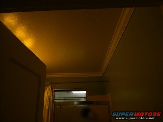 Interior of a room with a doorway, shower curtain, and a watermark