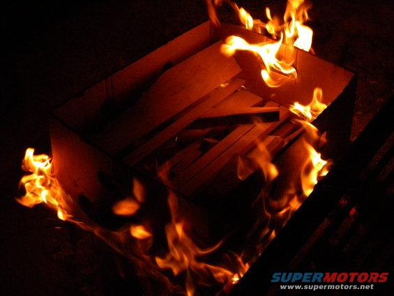 Fire burning in the dark