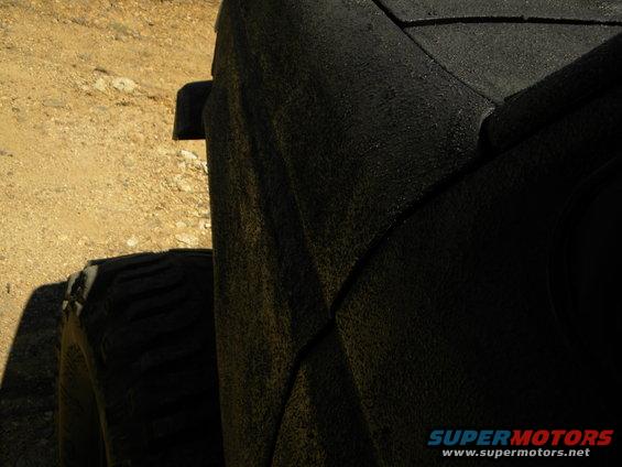 Black textured SUV rear quarter panel and tire