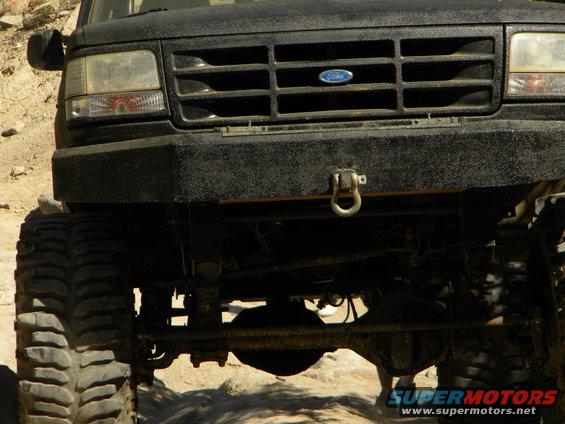 Black 1992 Ford Bronco front end with custom bumper and large tires