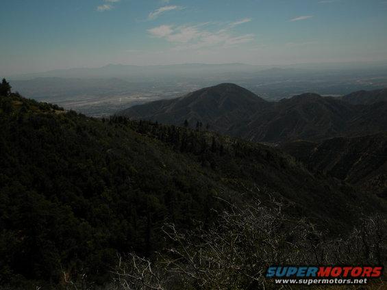 Mountain landscape with valley and distant haze