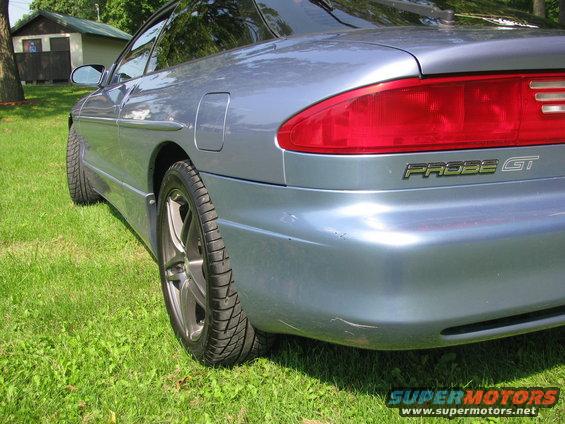 Blue car rear quarter panel with PROBE GT badge