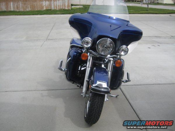 Blue motorcycle front view