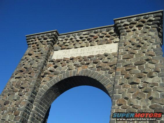 stone archway with inscription 'FOR THE BENEFIT AND ENJOYMENT OF THE PEOPLE'