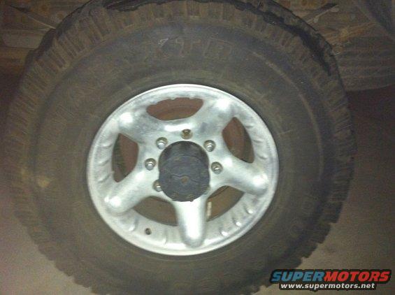 Close-up of a truck wheel with a tire