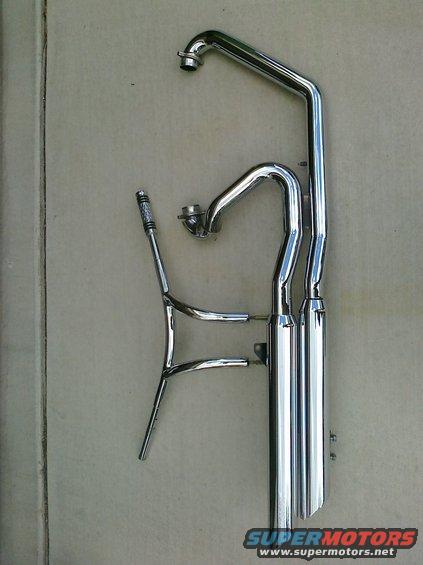 Chrome motorcycle exhaust pipes and header