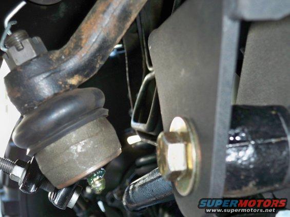 close-up of a ball joint and tie rod end on a vehicle's suspension