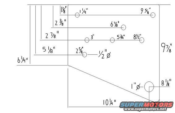 Diagram showing hole placement and dimensions