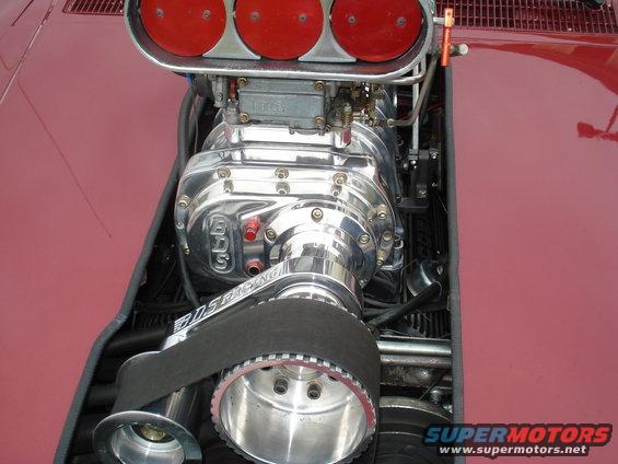 Chrome supercharger with red air filters and BDS Racing belt