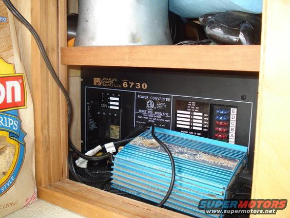 Parallax Power Supply 6730 power converter with blue heatsink and fuse panel