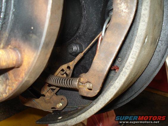 Brake drum and shoes with visible part numbers