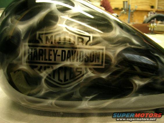 Harley-Davidson fuel tank with flame paint