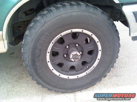 Now I have 285/75/16 Remington Mud Brutes, Cheap I know, but I got 'em cheap alright!  Plus I don't have the speed bubbles in the sidewall anymore.   New hubs are ordered and on their way.