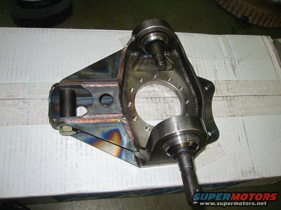 Custom fabricated spindle assembly with ball joint mounts and threaded spindle shaft