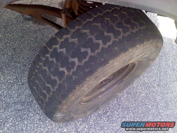 close-up of a vehicle's tire and suspension components