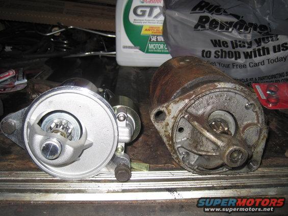 New and old starter motors side-by-side