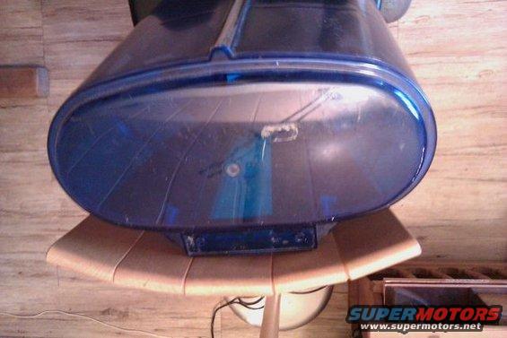 Blue police light bar with clear lens