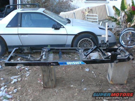 As it started. A bare frame. engine cradle and steering column installed