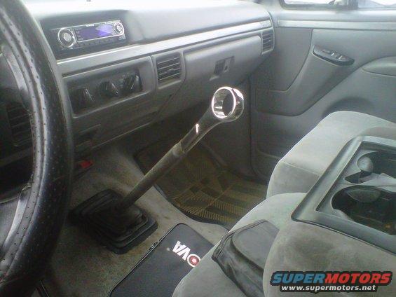 Interior of a 1994 Ford F-150 with a custom shift knob
