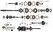 1996 Ford F-150 - Diagram shows various gears, shafts, and bearings for a transfer case assembly.