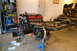 1972 Ford Ranchero - V10 engine and chassis assembly on jack stands, likely undergoing restoration or modification.