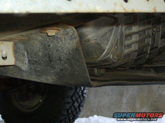 Underside view of vehicle transmission and frame