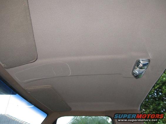 new-headliner.jpg New headliner and visors installed.  The white marks are where I was thinking of mounting an Explorer OHC.  