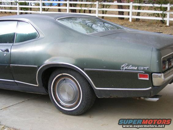 Rear quarter view of a 1971 Mercury Cyclone GT, showing the Cyclone GT badging on the fender