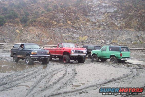 Dark blue 1995 Ford Bronco in mud