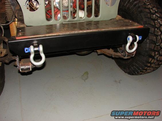 1993 Jeep YJ front bumper with two silver shackle mounts, one on each side