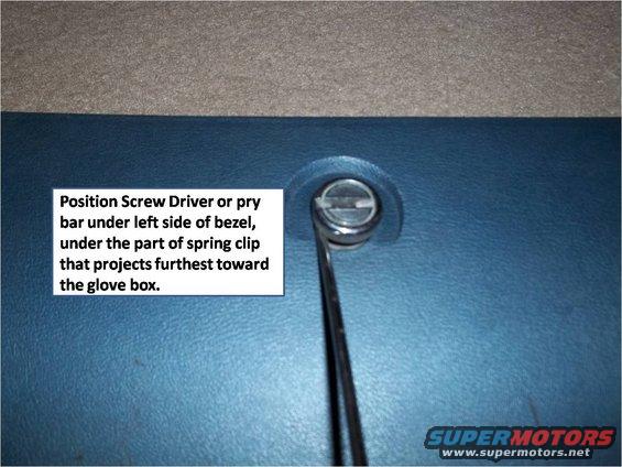 Glove box latch mechanism with a screwdriver prying under the bezel