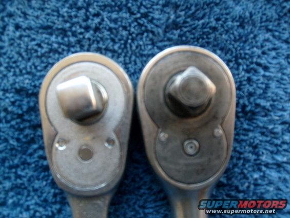 Two ratchet wrenches, one with a square drive, the other with a hex drive