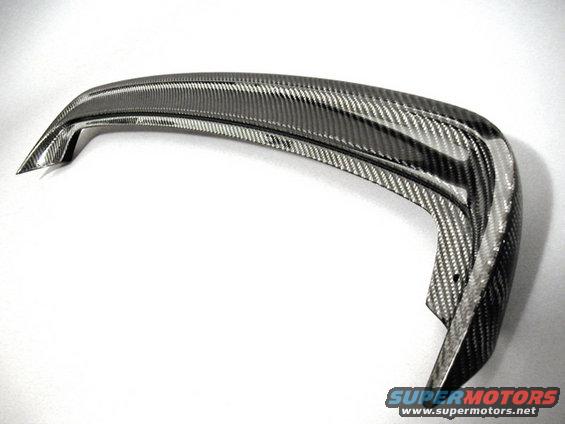 Carbon fiber spoiler extension with a curved shape and visible weave pattern