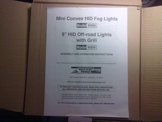 Document titled "Mini Convex HID Fog Lights" with model numbers and assembly instructions
