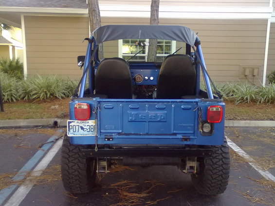 Blue 1978 Jeep CJ5 rear view with Florida license plate